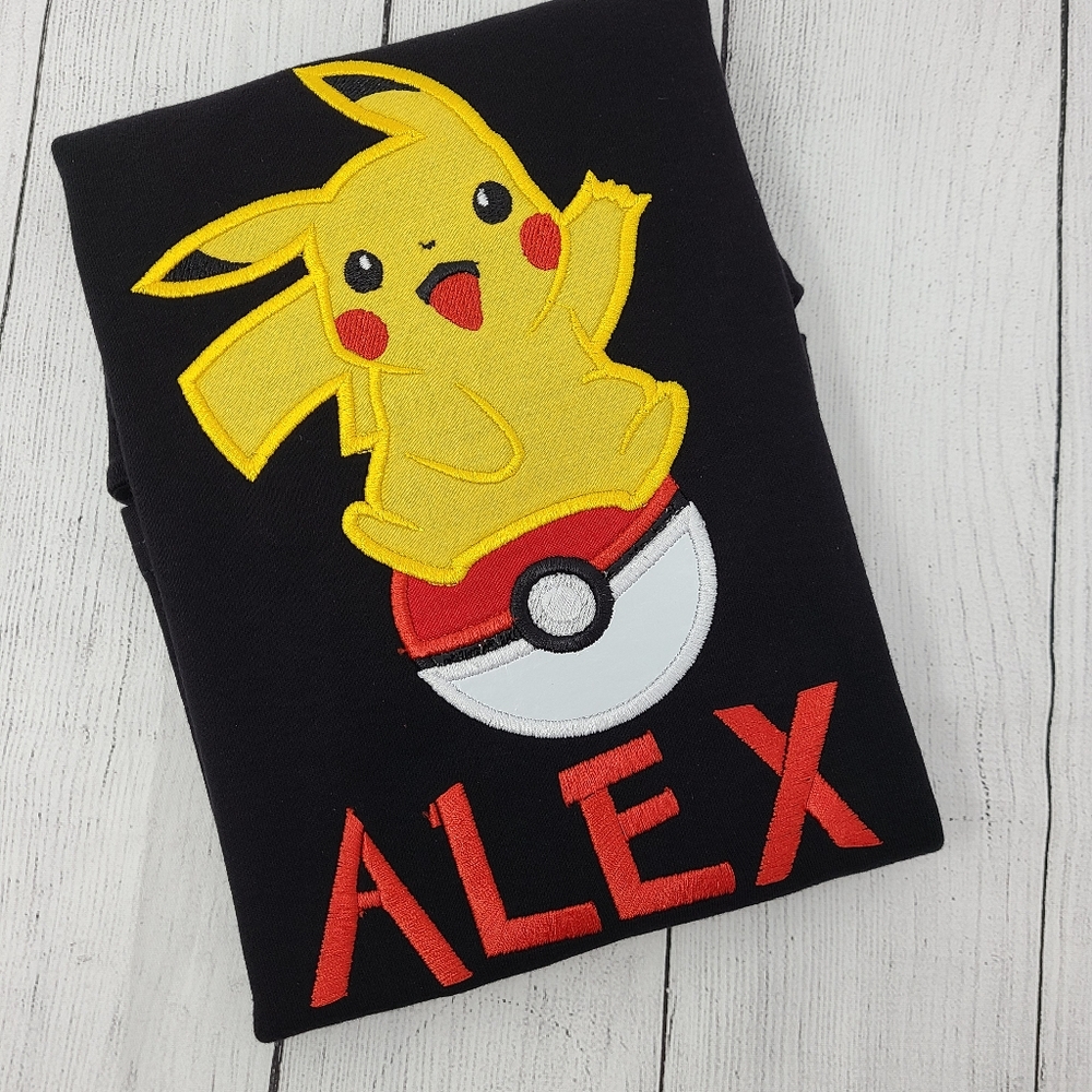 Pikachu Embroider Birthday Shirt